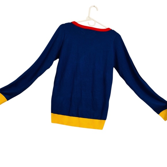 Tipsy Elves Blue Sweater with Festive Tree Design - Picture 2 of 7